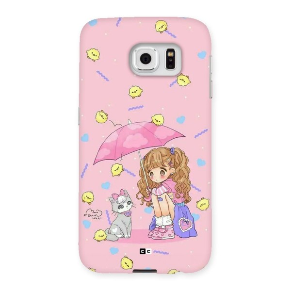 Girl With Cat Back Case for Galaxy S6