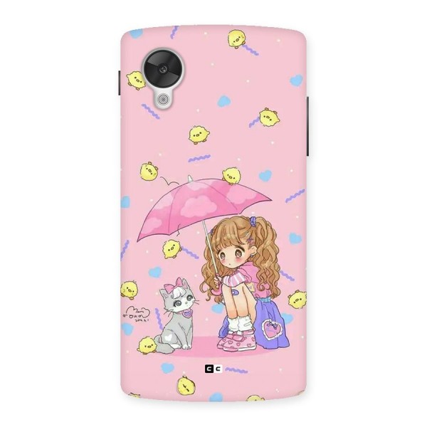 Girl With Cat Back Case for Google Nexus 5
