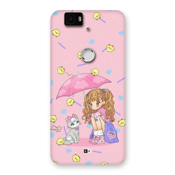 Girl With Cat Back Case for Google Nexus 6P