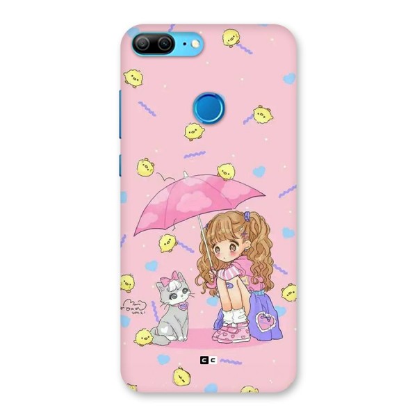 Girl With Cat Back Case for Honor 9 Lite