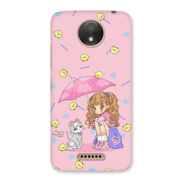 Girl With Cat Back Case for Moto C Plus
