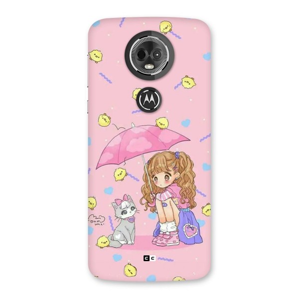 Girl With Cat Back Case for Moto E5 Plus