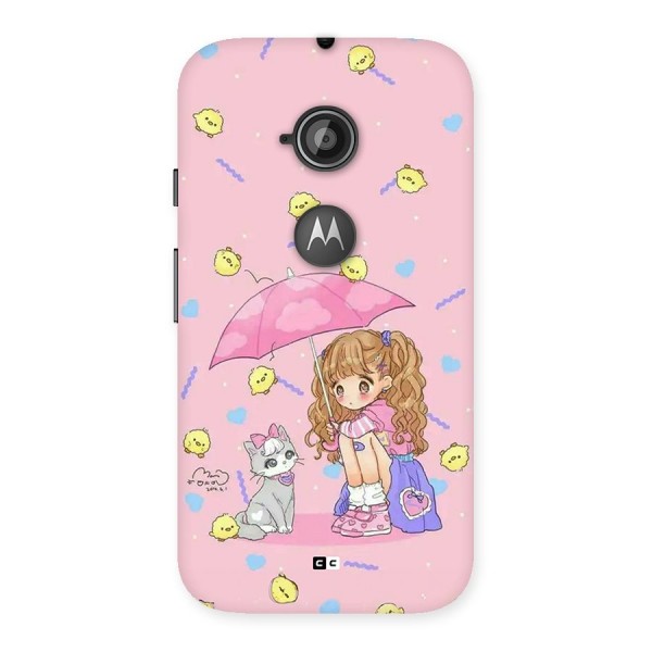 Girl With Cat Back Case for Moto E 2nd Gen