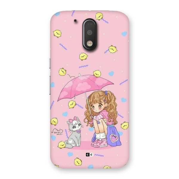 Girl With Cat Back Case for Moto G4 Plus