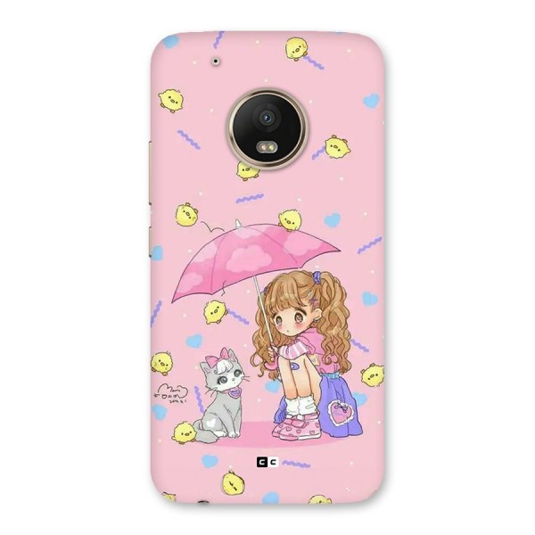 Girl With Cat Back Case for Moto G5 Plus