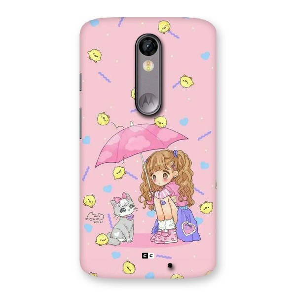 Girl With Cat Back Case for Moto X Force