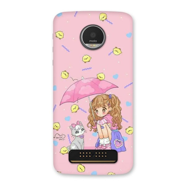 Girl With Cat Back Case for Moto Z Play