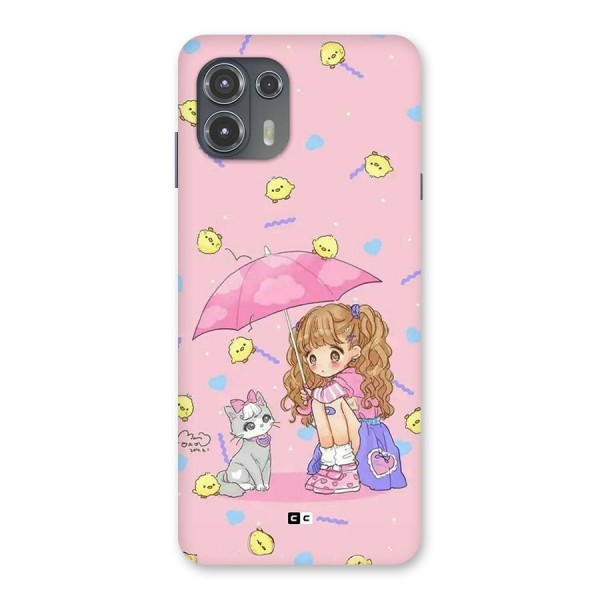 Girl With Cat Back Case for Motorola Edge 20 Fusion
