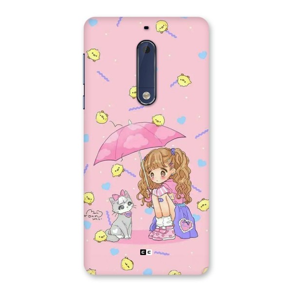 Girl With Cat Back Case for Nokia 5
