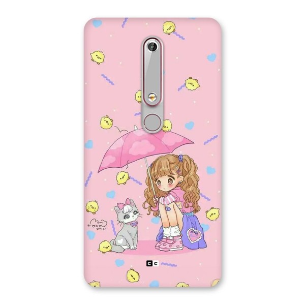 Girl With Cat Back Case for Nokia 6.1