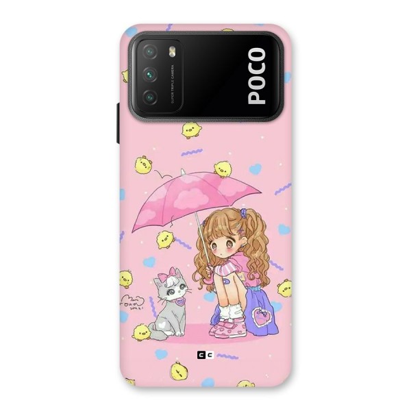 Girl With Cat Back Case for Poco M3