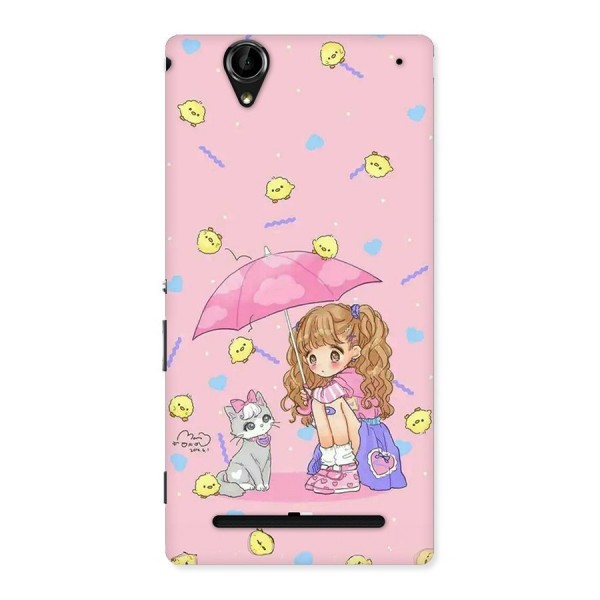 Girl With Cat Back Case for Xperia T2
