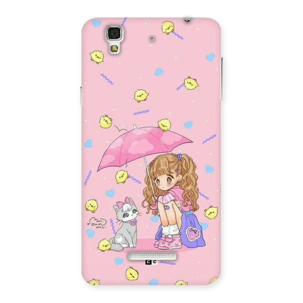 Girl With Cat Back Case for YU Yureka Plus