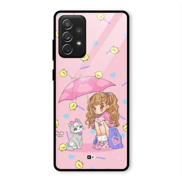 Girl With Cat Glass Back Case for Galaxy A72