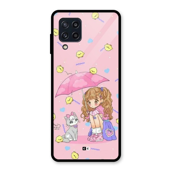 Girl With Cat Glass Back Case for Galaxy M32