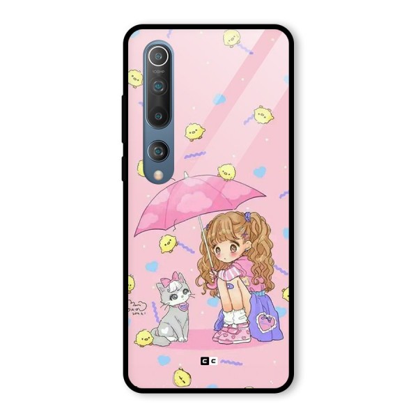 Girl With Cat Glass Back Case for Mi 10