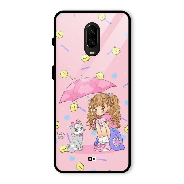 Girl With Cat Glass Back Case for OnePlus 6T