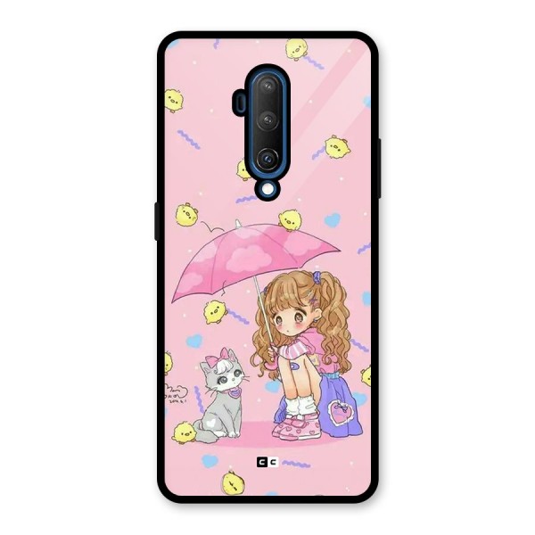 Girl With Cat Glass Back Case for OnePlus 7T Pro