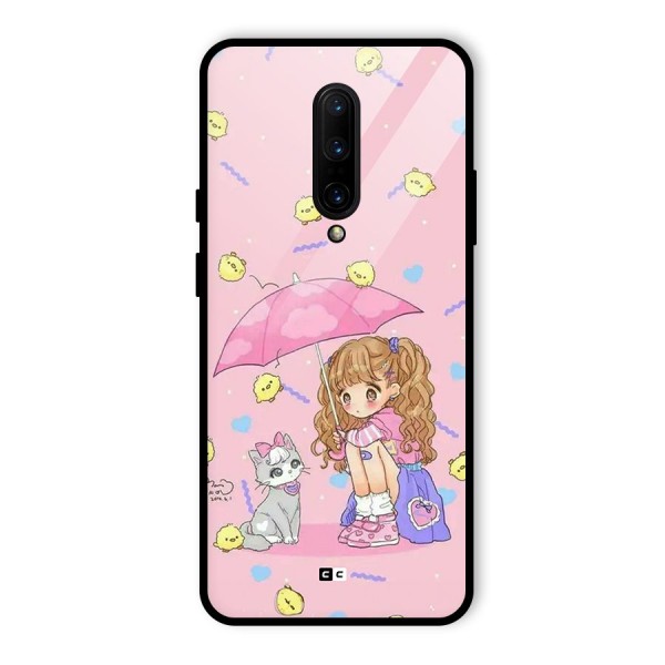 Girl With Cat Glass Back Case for OnePlus 7 Pro