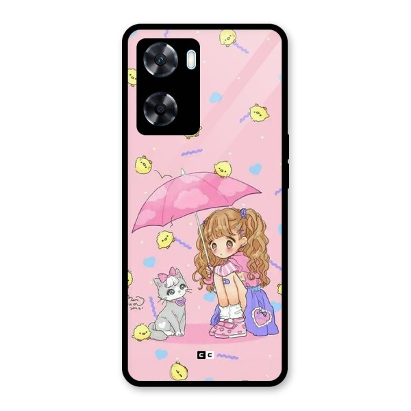 Girl With Cat Glass Back Case for Oppo A77