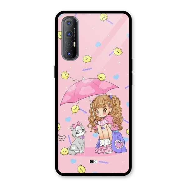 Girl With Cat Glass Back Case for Oppo Reno3 Pro