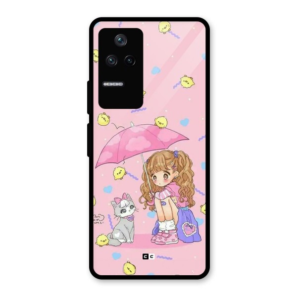 Girl With Cat Glass Back Case for Poco F4 5G