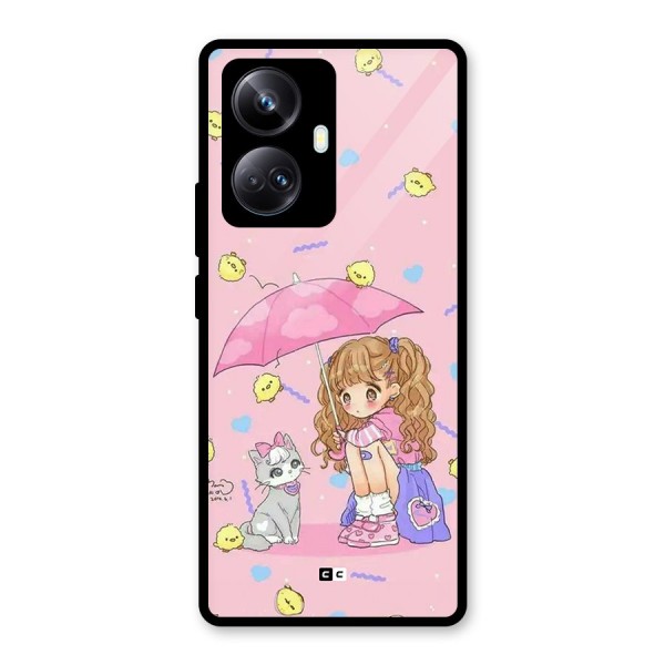 Girl With Cat Glass Back Case for Realme 10 Pro Plus