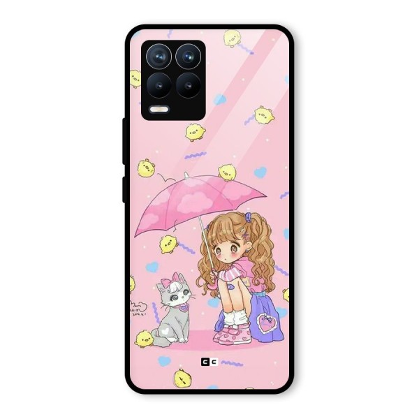 Girl With Cat Glass Back Case for Realme 8 Pro
