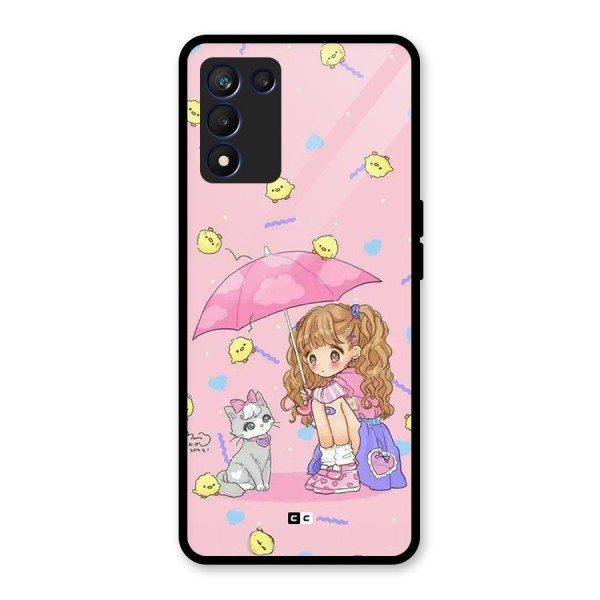 Girl With Cat Glass Back Case for Realme 9 5G Speed