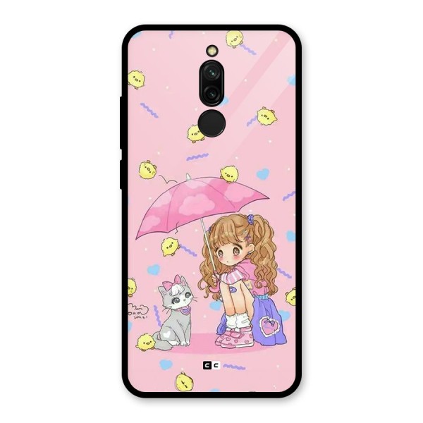 Girl With Cat Glass Back Case for Redmi 8