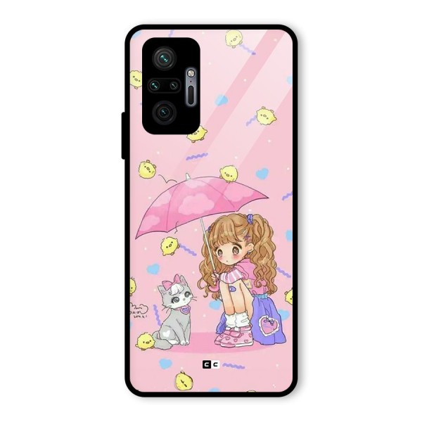 Girl With Cat Glass Back Case for Redmi Note 10 Pro Max