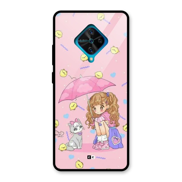 Girl With Cat Glass Back Case for Vivo S1 Pro