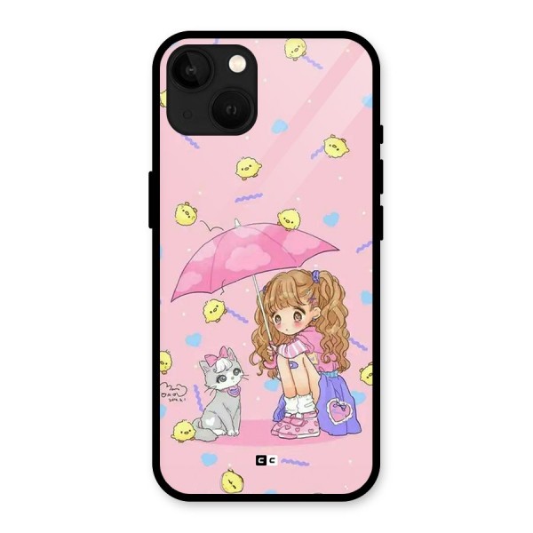 Girl With Cat Glass Back Case for iPhone 13