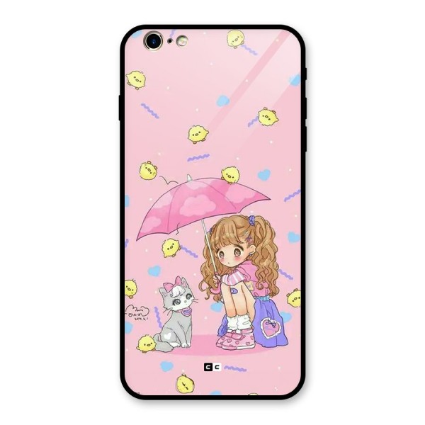 Girl With Cat Glass Back Case for iPhone 6 Plus 6S Plus