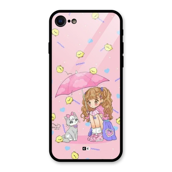 Girl With Cat Glass Back Case for iPhone 8