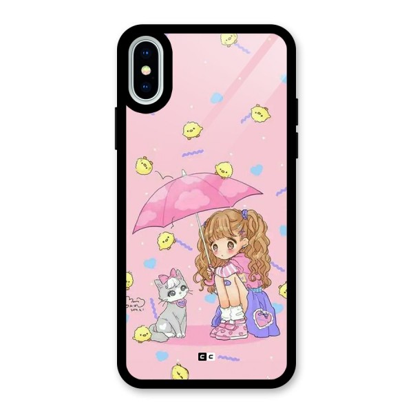 Girl With Cat Glass Back Case for iPhone X