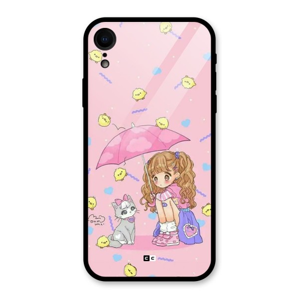 Girl With Cat Glass Back Case for iPhone XR