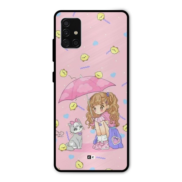 Girl With Cat Metal Back Case for Galaxy A51