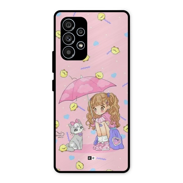 Girl With Cat Metal Back Case for Galaxy A53 5G