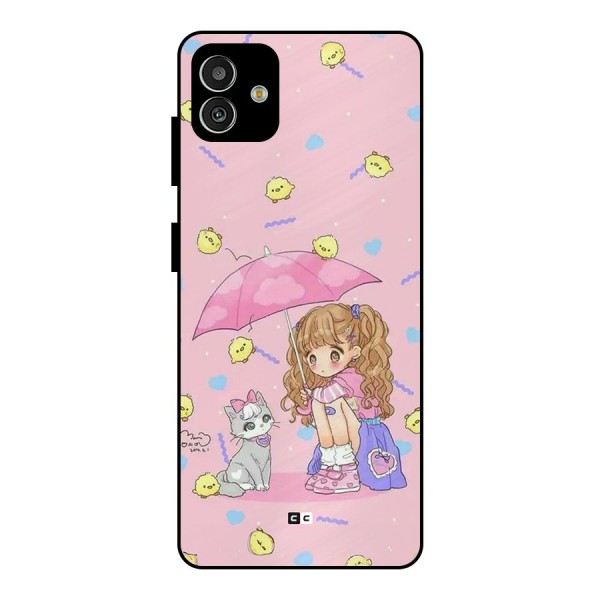 Girl With Cat Metal Back Case for Galaxy M13 5G