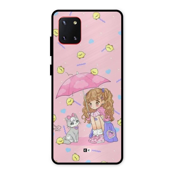 Girl With Cat Metal Back Case for Galaxy Note 10 Lite