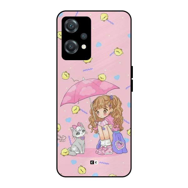 Girl With Cat Metal Back Case for OnePlus Nord CE 2 Lite 5G