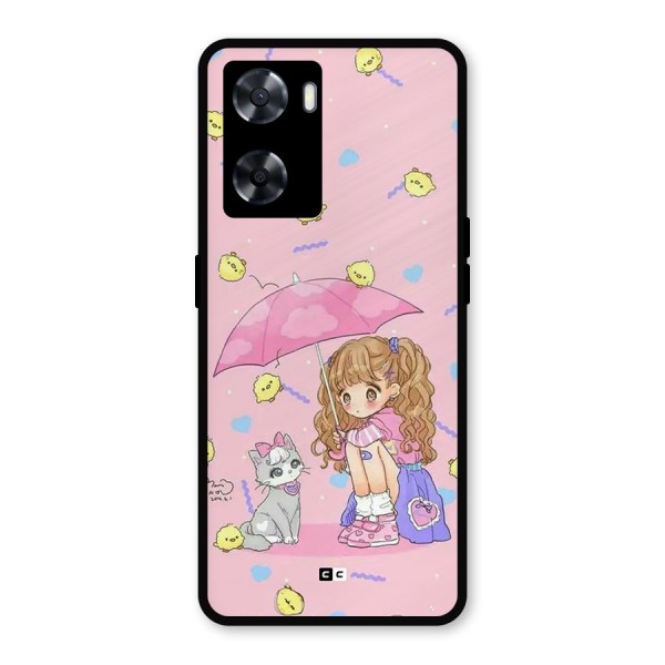 Girl With Cat Metal Back Case for Oppo A57 2022