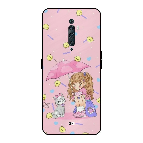 Girl With Cat Metal Back Case for Oppo Reno2 F