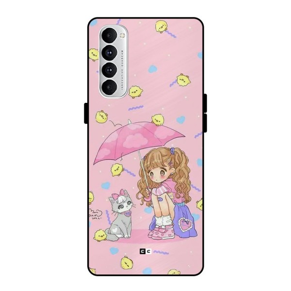 Girl With Cat Metal Back Case for Oppo Reno4 Pro