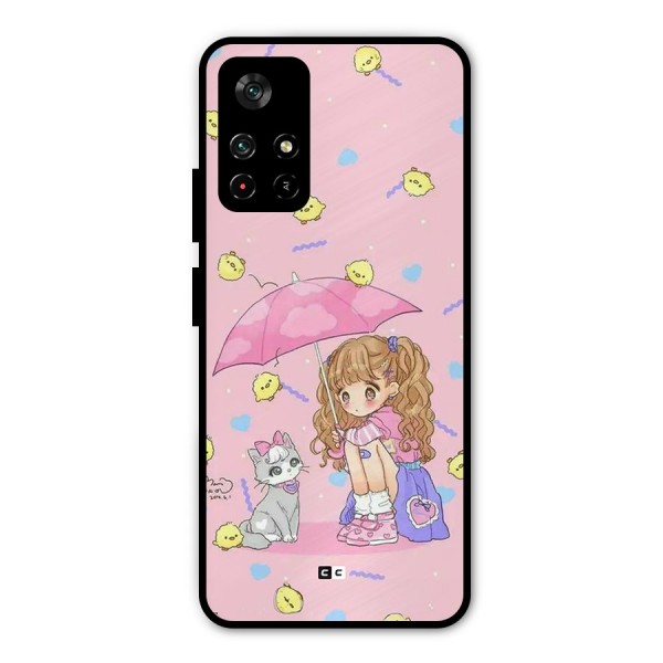 Girl With Cat Metal Back Case for Poco M4 Pro 5G