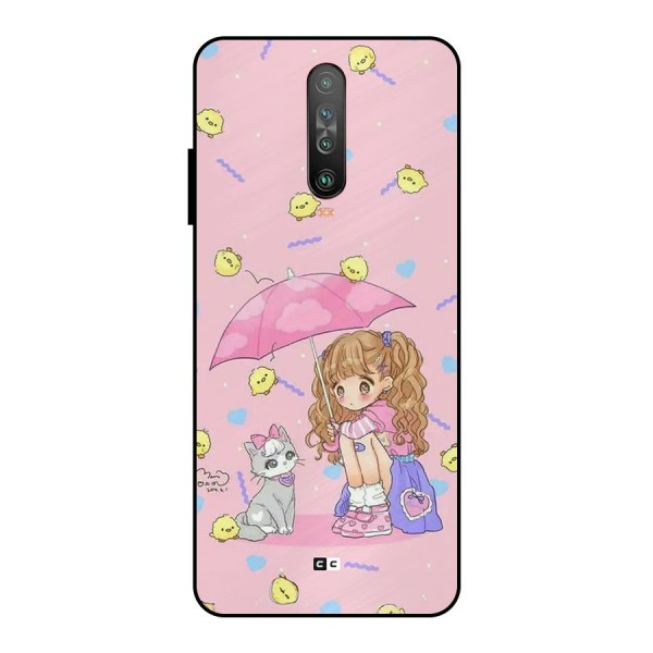 Girl With Cat Metal Back Case for Poco X2