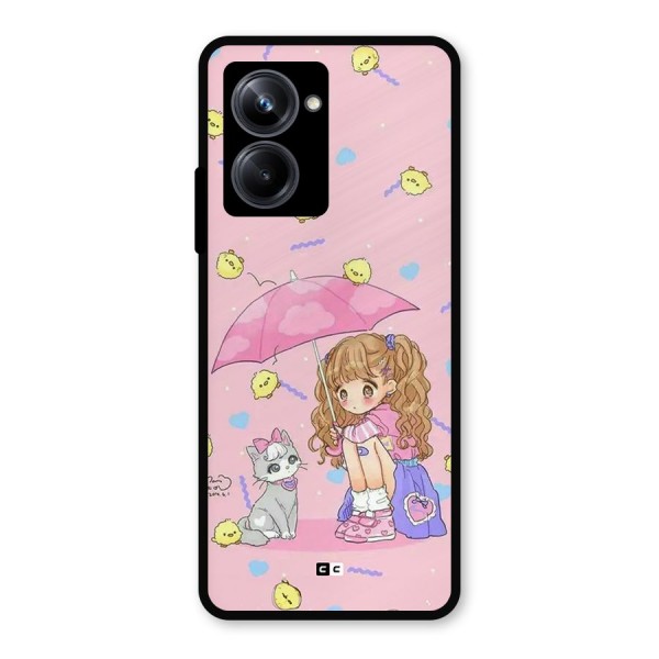Girl With Cat Metal Back Case for Realme 10 Pro