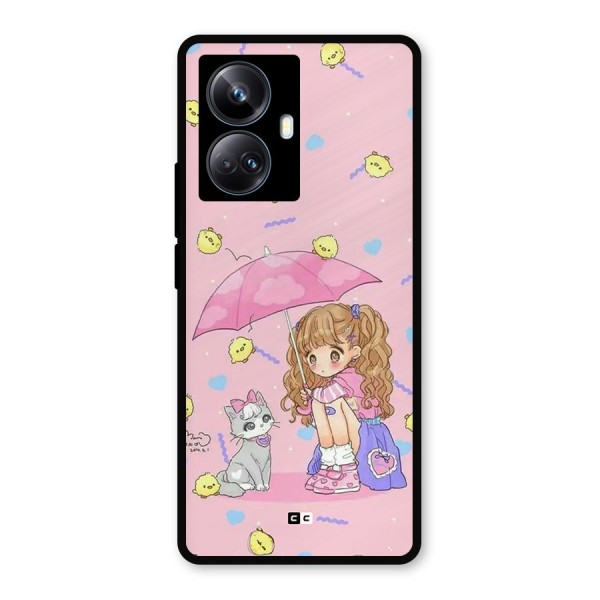 Girl With Cat Metal Back Case for Realme 10 Pro Plus