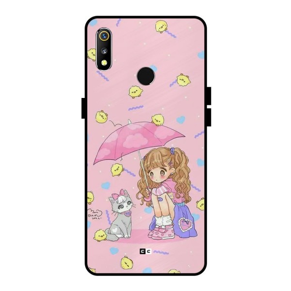 Girl With Cat Metal Back Case for Realme 3